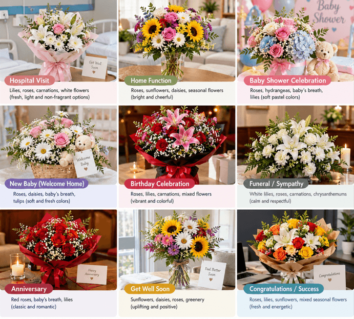 New Baby Flowers bouquet ideas for hospital visits, baby showers, home celebrations, and welcoming a newborn